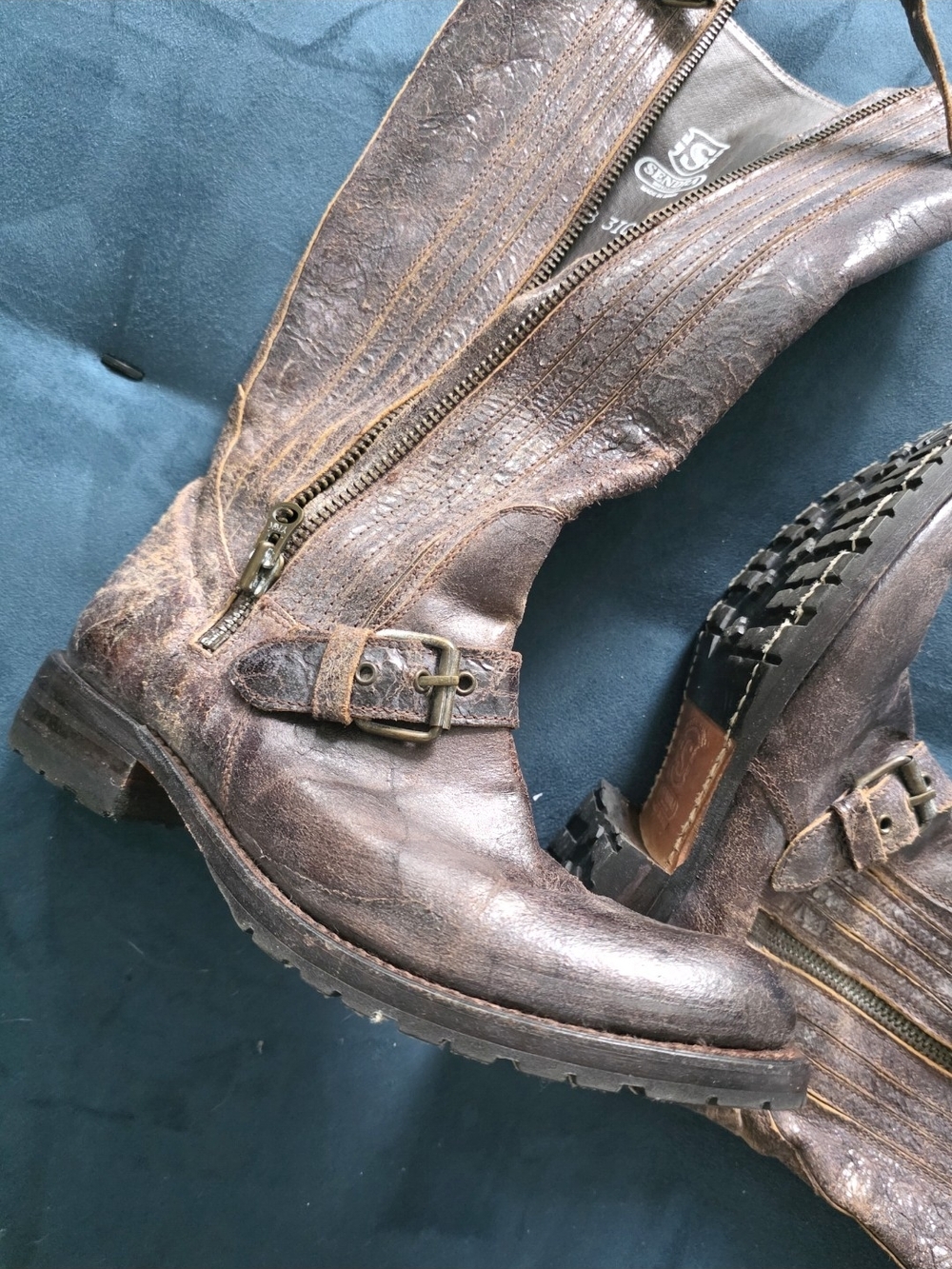 Sendra Brown Distressed Leather Heeled Boots Size 9